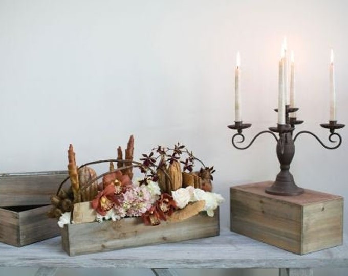Rectangular Wooden Planter Box w/Plastic Liner l Garden Decor l Wedding Decorations (9.5"x4.5" OR 13.5"x7"x6" OR 18.25"x6.5"x5.75")