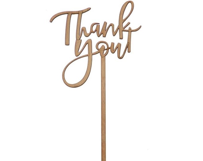 Thank You Centerpiece Sticks l Floral Picks l Sign Picks for Flower Arrangement l Wooden Cake Topper (pack of 12)