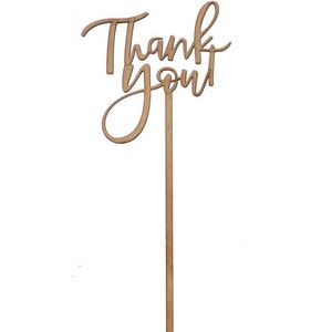 Thank You Centerpiece Sticks l Floral Picks l Sign Picks for Flower Arrangement l Wooden Cake Topper (pack of 12)