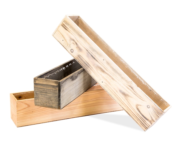 20" x 4" Wood Planter with Plastic Liner l Country Style, Home and Wedding Decorations, Garden Ornaments (Rectangular)