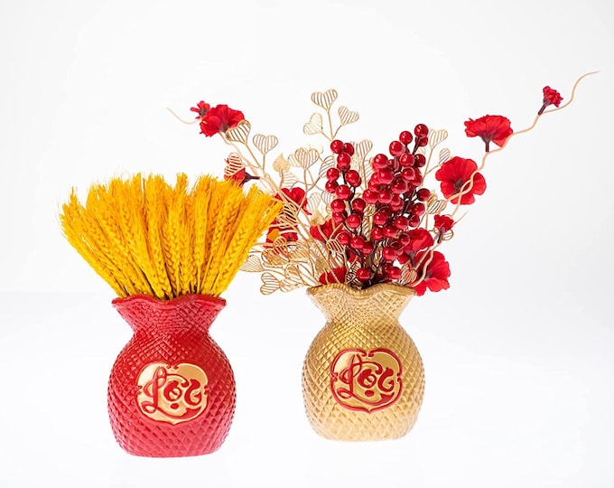 Money Bag Ceramic Vase l Lunar New Year Decoration (Red OR Yellow)