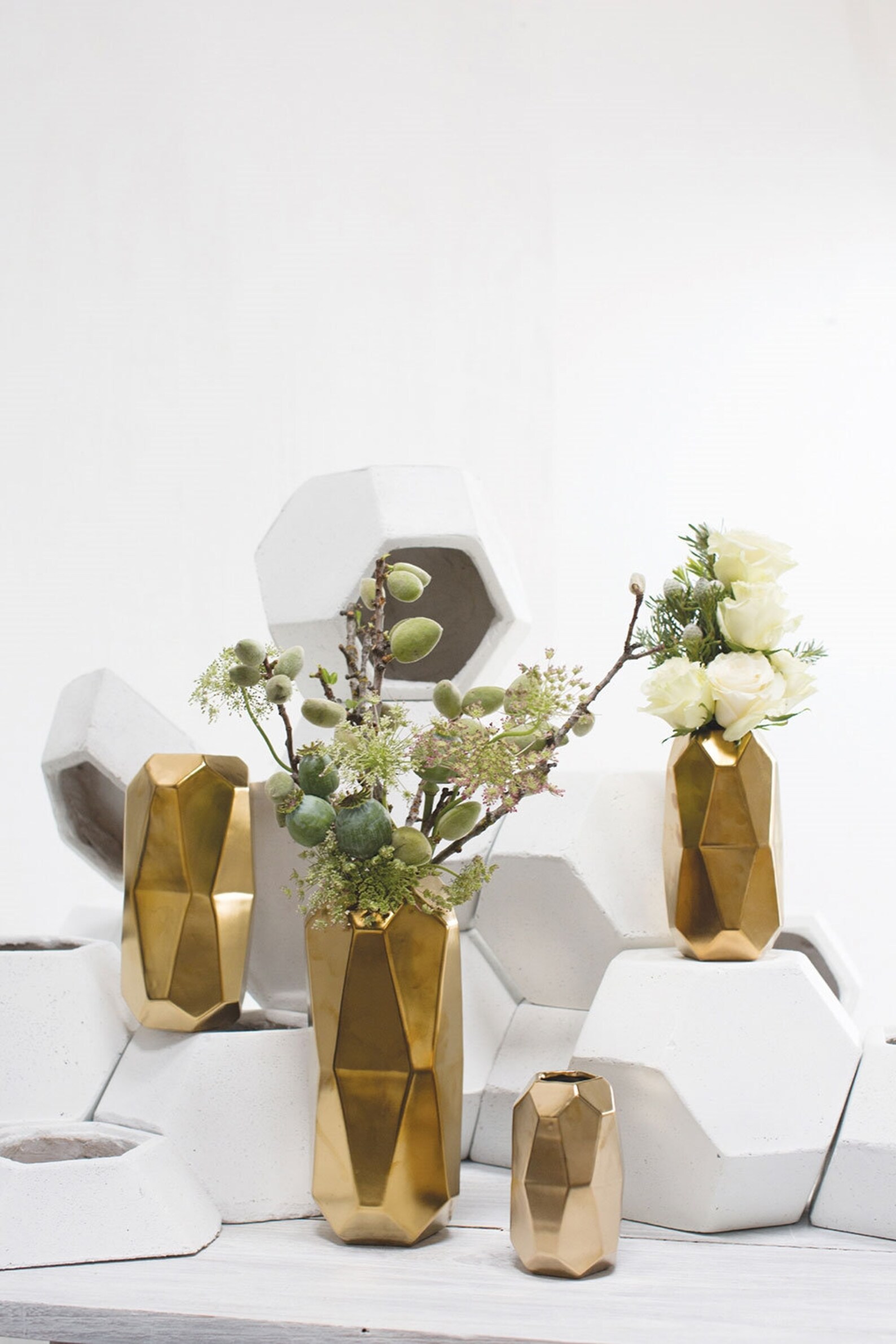 Gold Ceramic Geometric Cylinder Vase Maven Vase 6 or Etsy