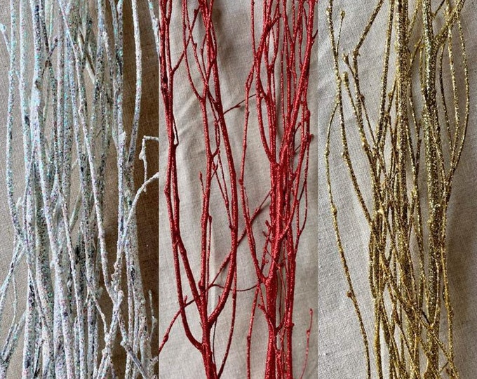 Glittered Birch Branches | White, Red OR Gold | 3-4 FT (Pack of 5)