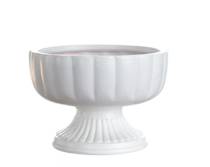 Scallop Ceramic Compote Bowl | Terra Cotta Compote Vase l Distressed Terra Cotta Bowl (7.5" x 5.75")
