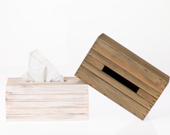 Wooden Tissue Box Cover - Rustic Farmhouse Style, Pack of 2