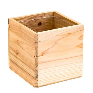 5 Inch Square Wood Planter Box w/ Plastic Liner Rustic | Etsy