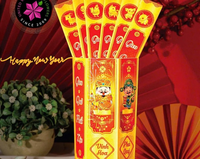 Vietnamese New Year Money Envelopes l Lunar New Year Red Envelopes l Gieo Que Phat Loc l Bao Lixi  (24 per Order) (1.25"x 6.5")