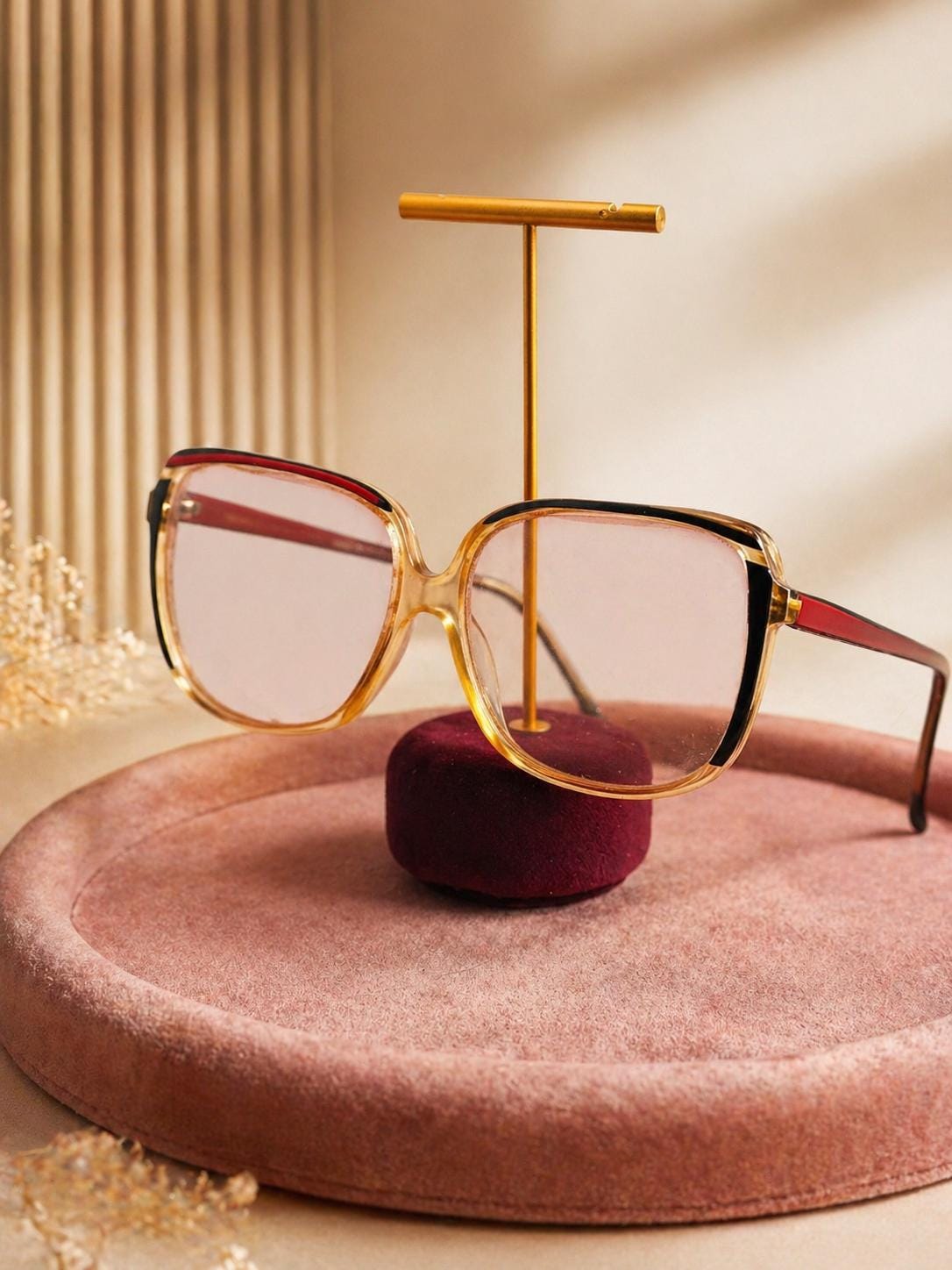 Frame France Eyeglasses Oversized 70s Amber Red Black Optical