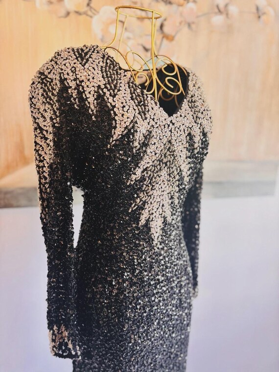 niteline beaded dress Silk Open Back Sequin Cocktail Dress Old Hollywood Glam YGroup_malina