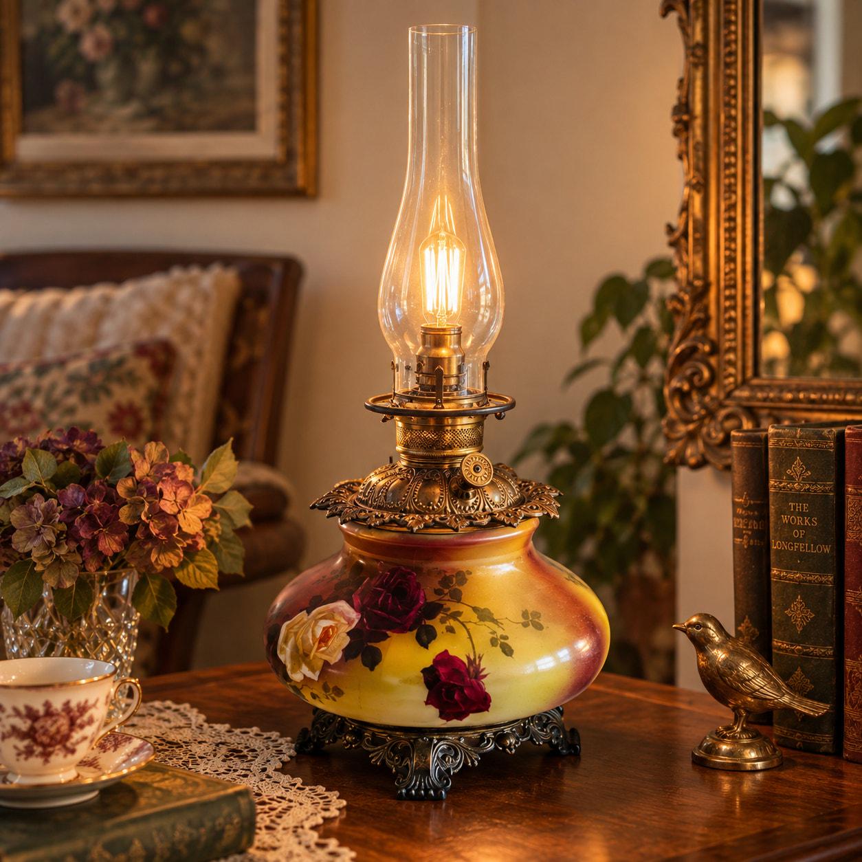 ランプ 素焼き トールペイント アンティークピンク フランス プロバンス 薔薇 Antique Lamp Painted Roses - Etsy
