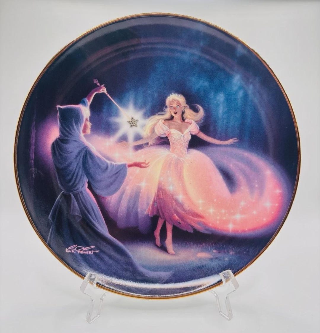 Franklin Mint Cinderella Collector Plates Set of 2 Fairy Godmother