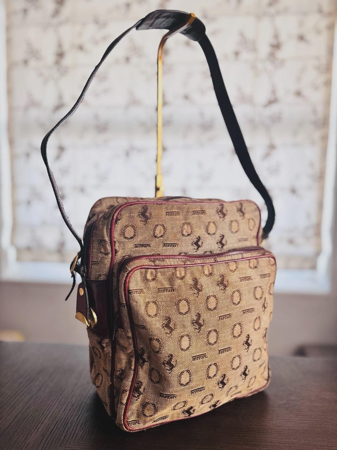 バッグ Ferrari Vintage Monogram Shoulder Bag Vintage Ferrari Bag - Etsy Israel