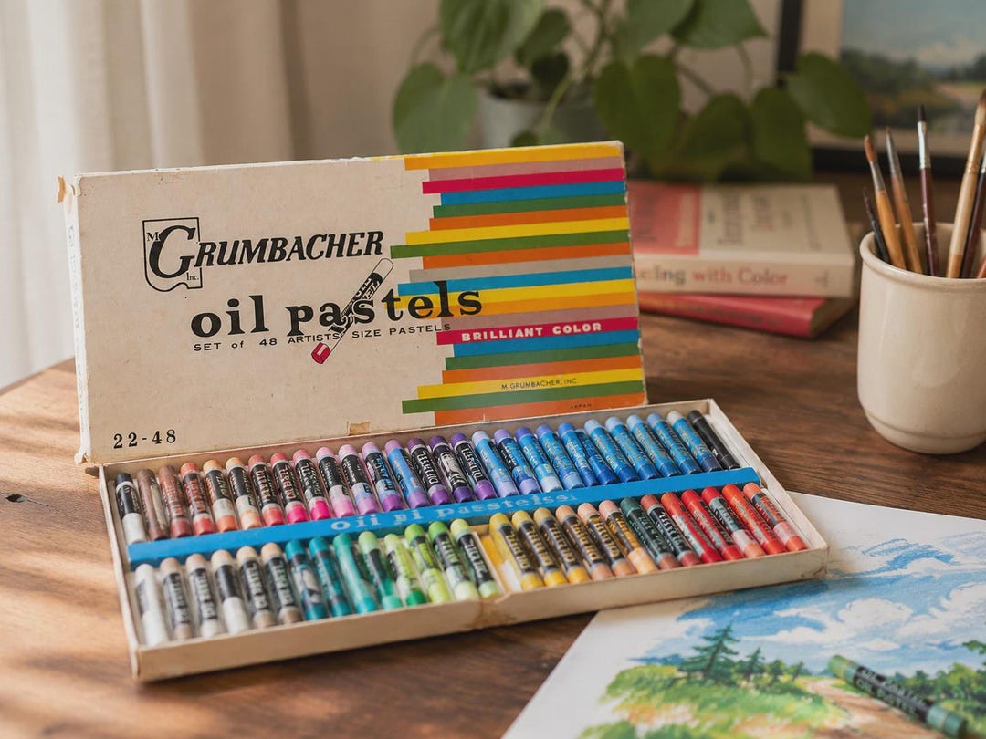 Grumbacher ソフトパステル 96色セット Grumbacher Oil Pastels Set No. 22-48 | Made in Japan | 48 Color