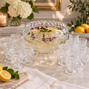 Vintage Cut Glass Punch Bowls - Etsy