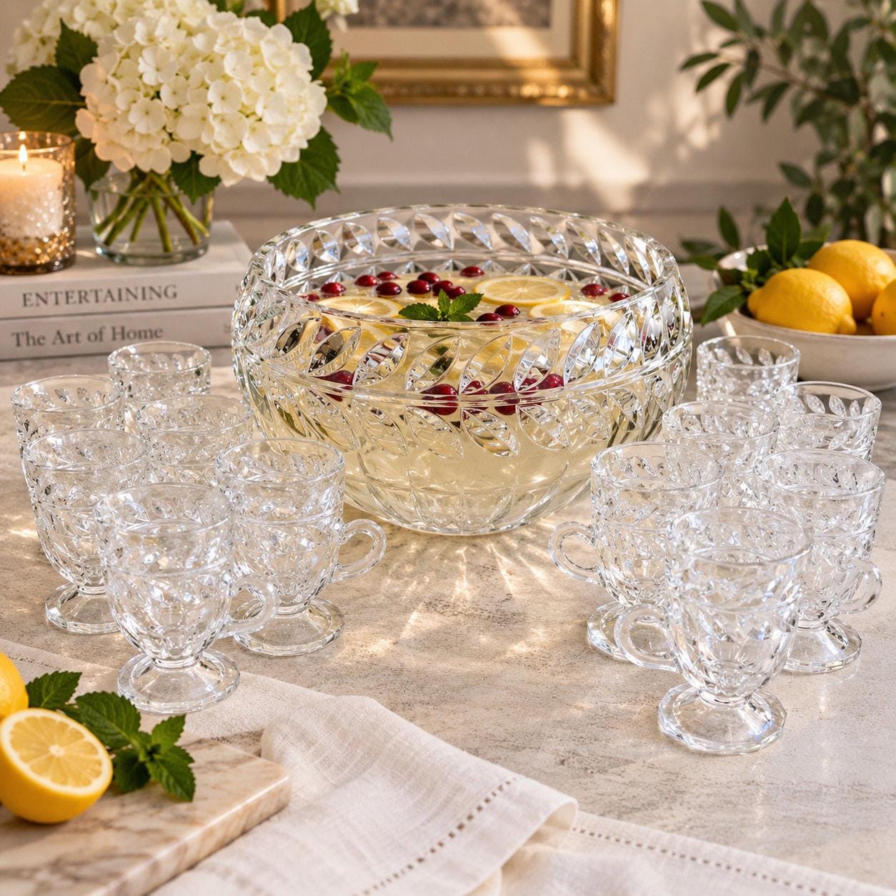Vintage Cut Glass Punch Bowls - Etsy