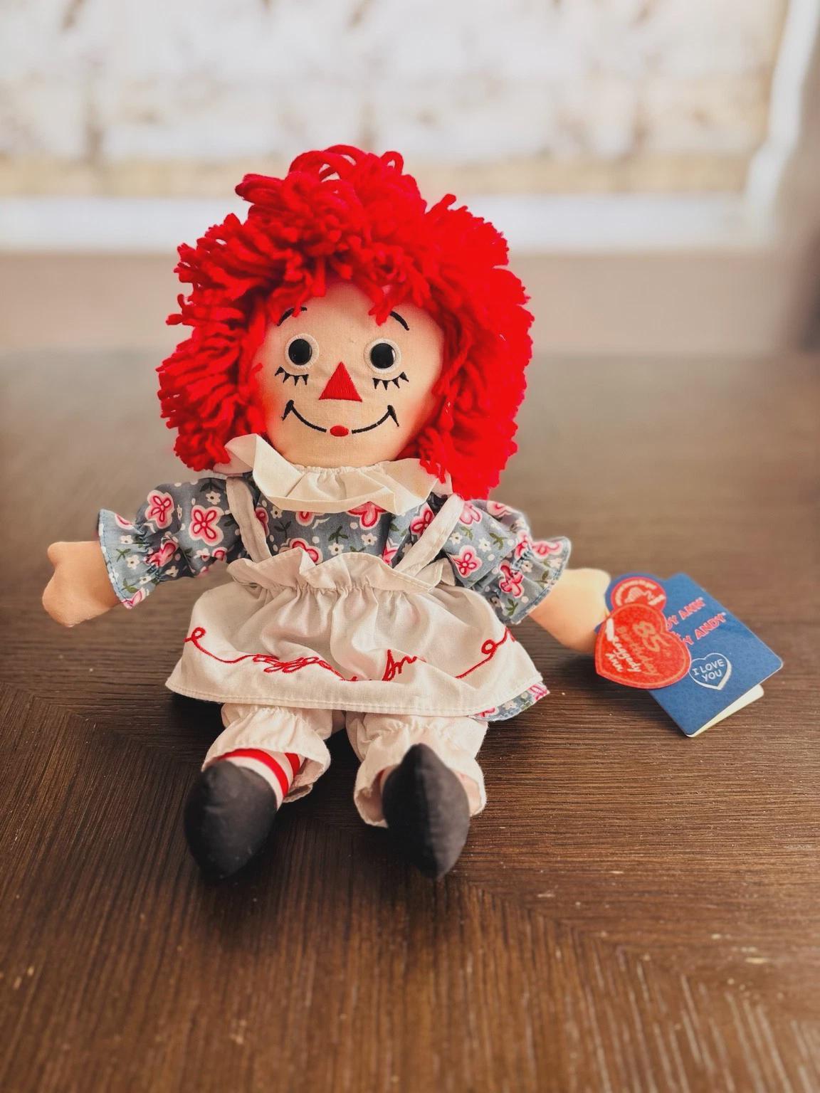 Raggedy Ann and Andy Dolls With 80th & 85th Anniversary Tags 2002