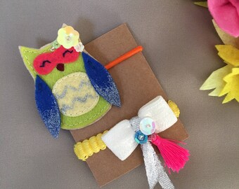 Owl Hair tie for babies set of 2