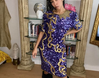 purple gold dress