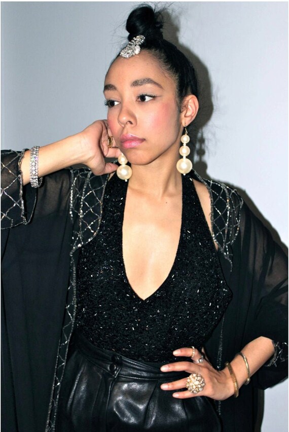 80s 90s HUGO BUSCATI - vintage - Sequin halter - h