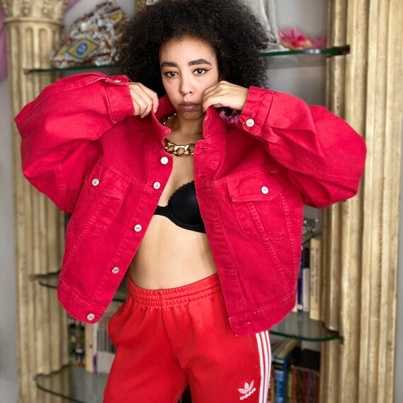 red denim jacket cropped