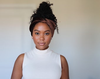 Velvet Head Wrap/Brown/Cream/Scarf