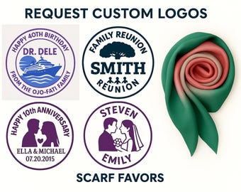 Custom Event Scarf Favors – Wedding Guest Gifts, Birthday Party, Family Reunions and Special Celebrations