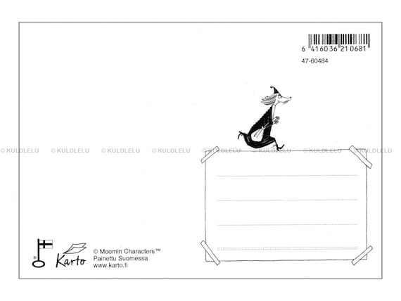 Moomin Postcard Simple Black and White Stinky - Etsy