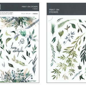 MU Print On Transfer Stickers Blumenserie Grüne Blätter