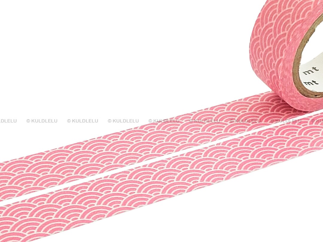 MT 1P Washi Masking Tape Pink Wave Pattern Seigaihamon Momo Etsy