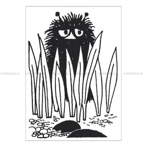 Moomin Postkarte Schlicht Schwarz Weiß Stinke
