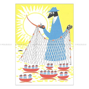 Moomin Carte postale filet de pêche