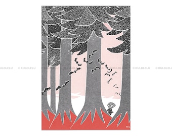 Moomin Postcard Lost In Forest