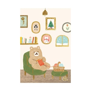 Carte postale Furukawa - Ours en tricot