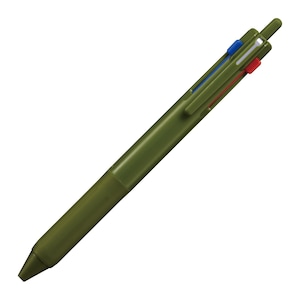May include: Olive green multi-pen with blue, red, and white ink selection buttons. The pen has a sleek, streamlined design with a matte finish. The pen's tip is a dark green colour.