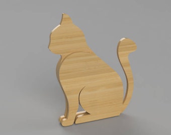 Cat Vector for Laser Cutting Plan CNC, Three layers,  Instant download, Pattern - DXF SVG