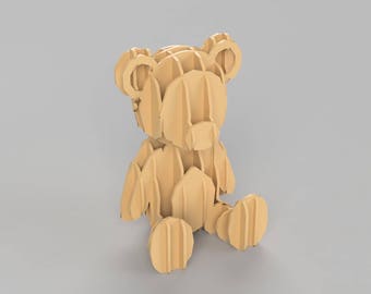 Bear 3D Vector for Laser Cutting CNC, Instant download - DXF - EPS