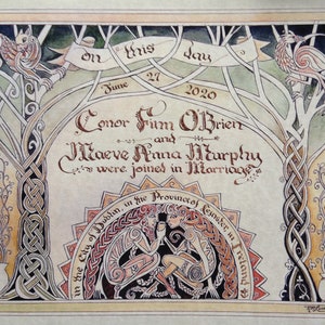 Celtic Marriage Certificate on parchment to be custom completed by artist
