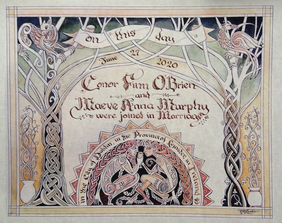 Celtic Marriage Certificate on Parchment to Be Custom - Etsy