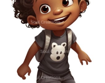 Digital Download Happy Black Boy Sticker | Clipart, Black Boy PNG, Boy Clip Art, Little Boy Clipart, Boy Illustrations, African American PNG