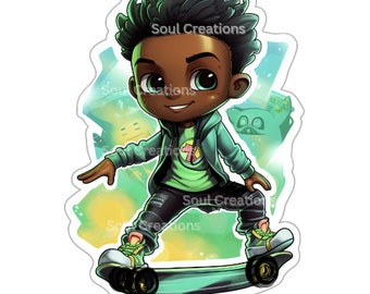 Digital Download Happy Black Boy Sticker | Clipart, Black Boy PNG, Boy Clip Art, Little Boy Clipart, Boy Illustrations, African American PNG
