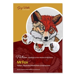 Pattern Applique & Free Motion Embroidery &quot;Mr Fox&quot;