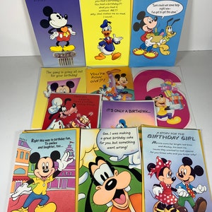 LOT OF 11 - Assorted Vintage Disney Birthday Greeting Cards for Kids