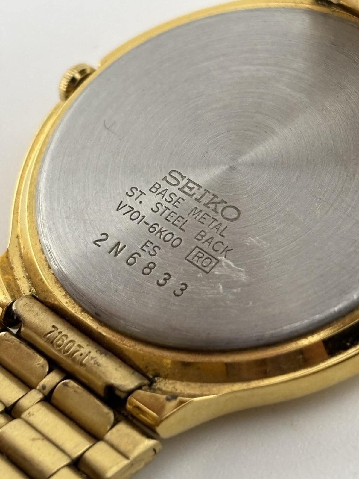 Vintage Seiko SX Quartz Watch V701-6K00 Men Gold Tone Black - Etsy