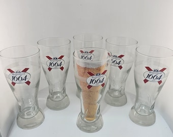 Lot 6 New KRONENBOURG 1664 .25L  .5 Pint BEER GLASSES 7 Inches Tall Breweriana