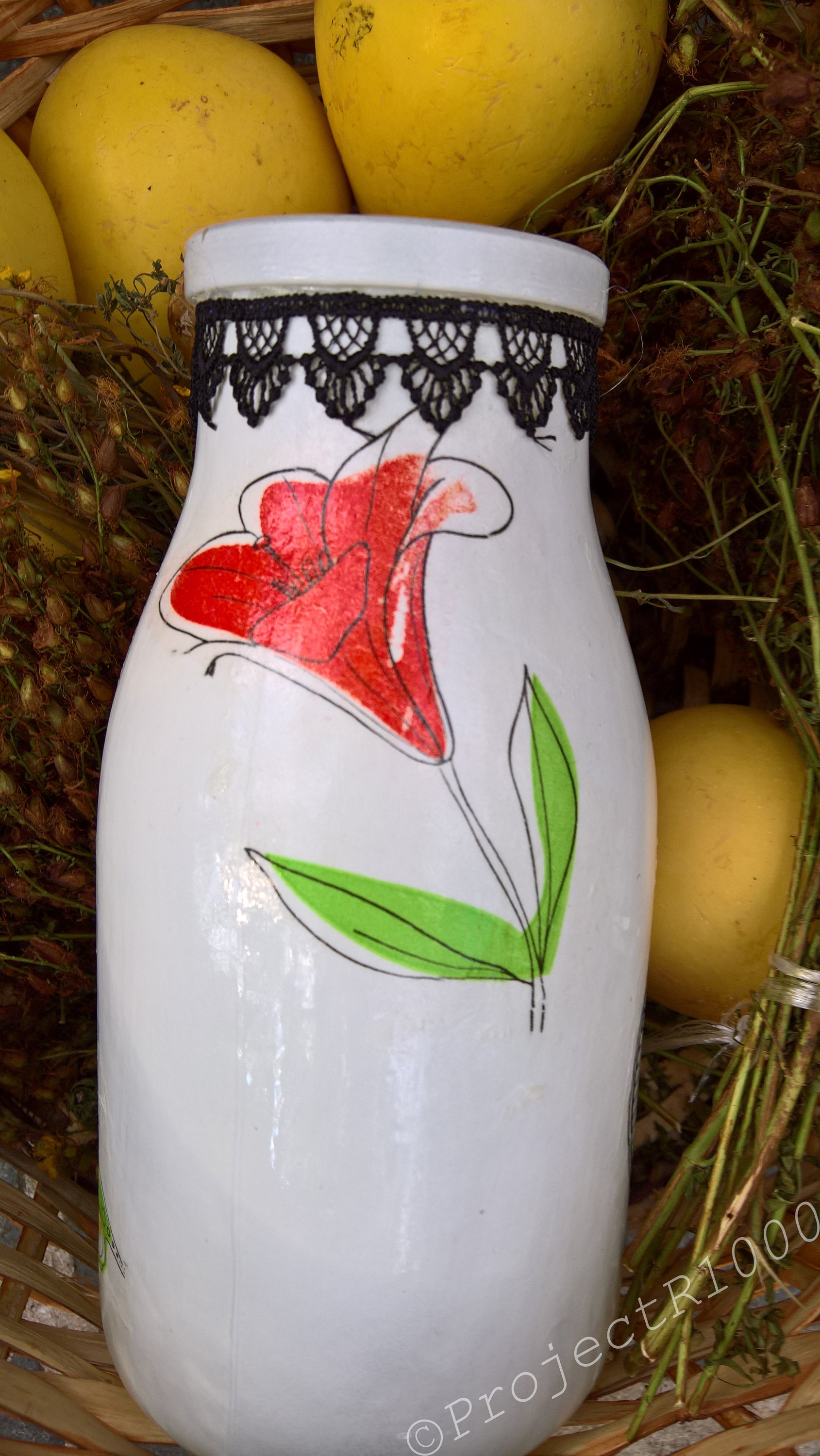 Premium handmade decoupage vase adaptive reuse table art Etsy