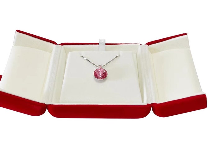 Red Velvet Double Function Pendant Earrings Necklace Gift Box Fine Material Modern Elegant Luxurious Jewelry Gift Case