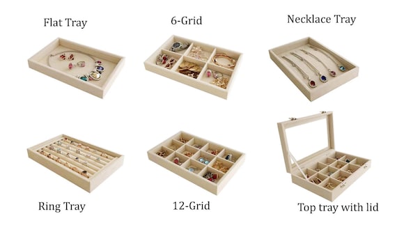 Velvet Stackable Jewelry Trays Bracelet Organizer Tray (12 Grids)