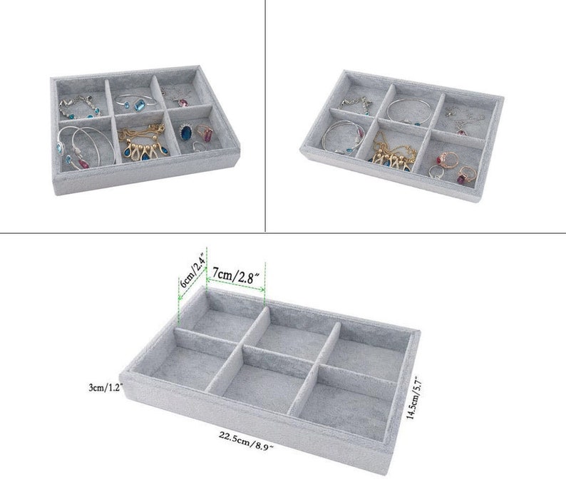 Jewelry Organizer Trays Drawer Dividers Handmade Velvet Etsy