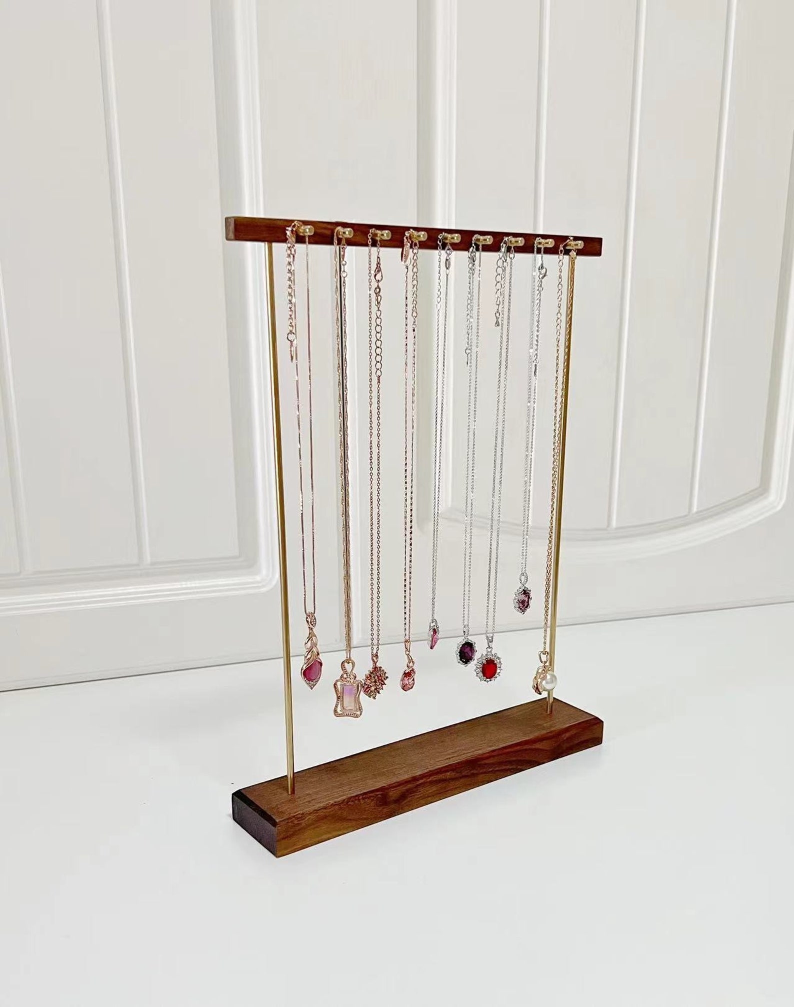 Small Necklace Organizer Stand Solid Natural Walnut Wood and Etsy