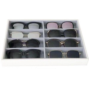 Beautiful Premium Quality Glasses Eyewear Sunglasses Jewelry Tray Storage Drawer Inserts White PU Leather Exterior and Velvet Lining